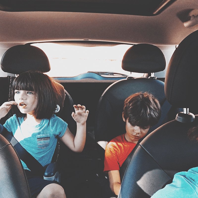 family in car